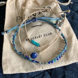 Set of 3 Pura Vida blue beaded bracelets